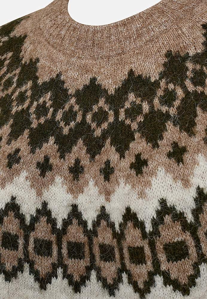 Žakaarmustriline kootud kampsun  