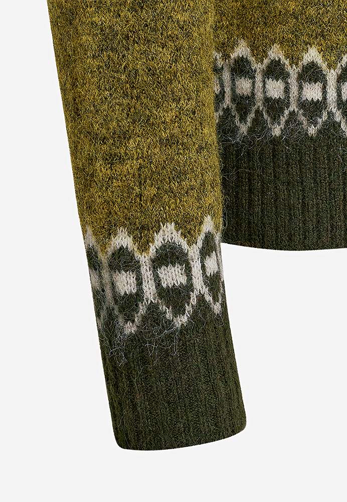 Žakaarmustriline kootud kampsun  