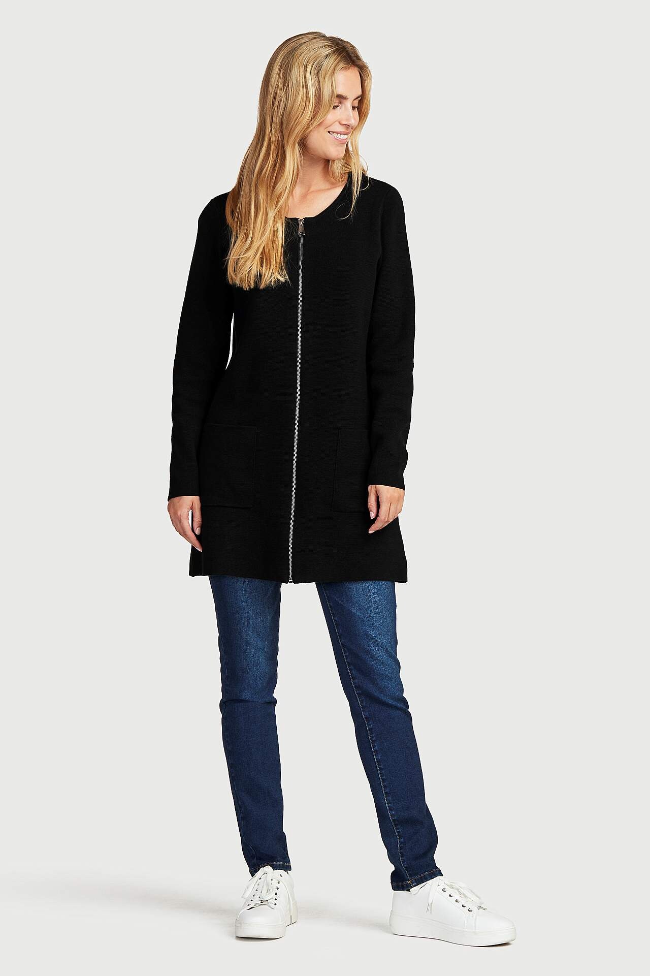 Tõmblukuga pikk kardigan