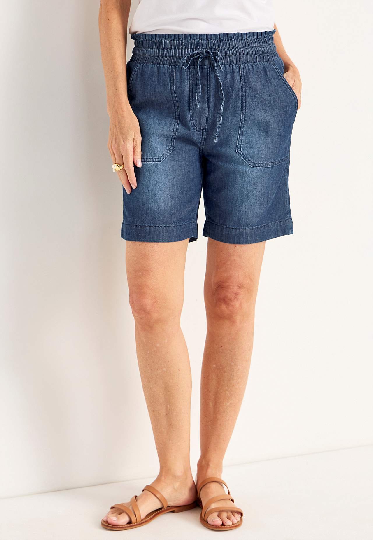 Pestud denimkangast lühikesed püksid Jade
