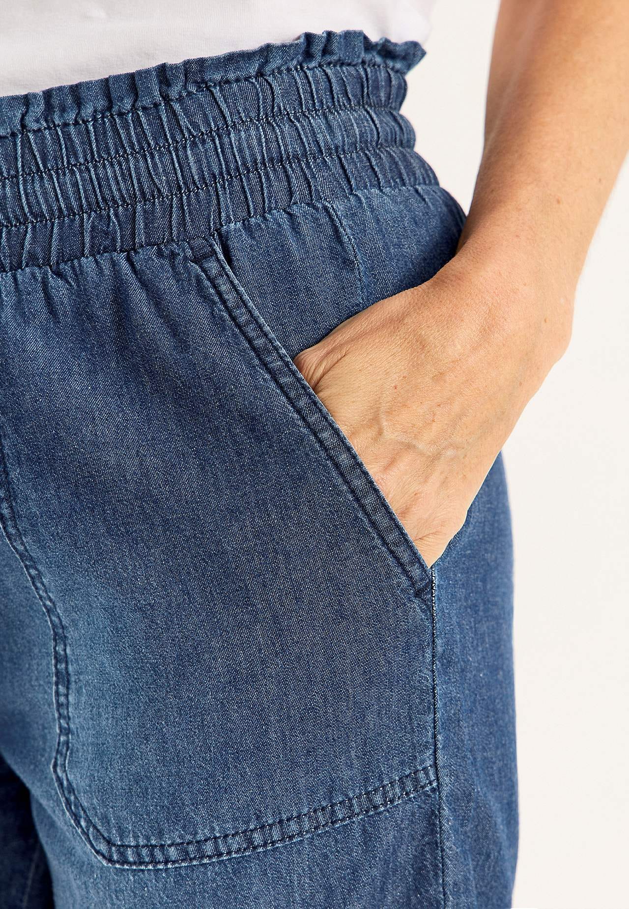 Pestud denimkangast lühikesed püksid Jade