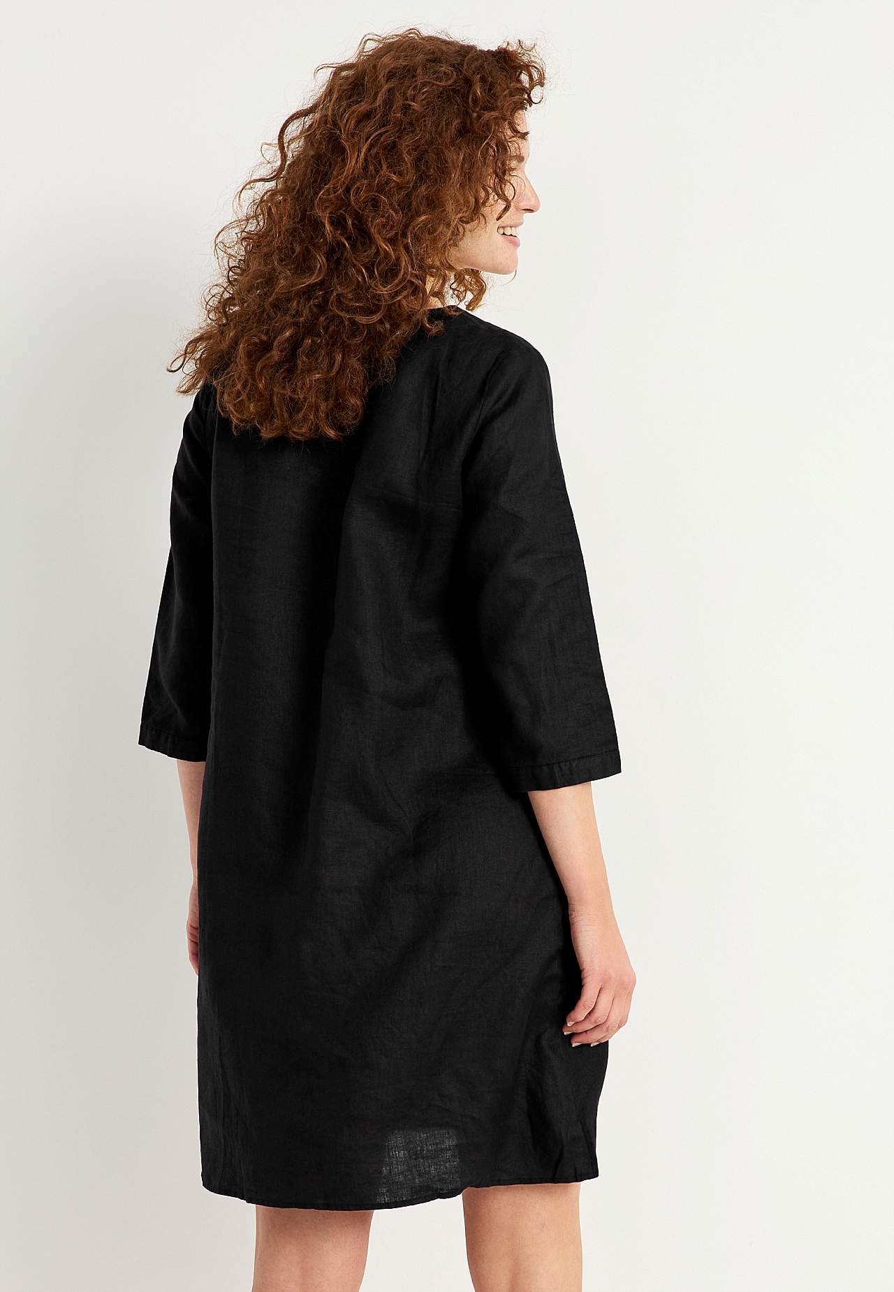 V-kaelusega linane kleit Premium Joanne