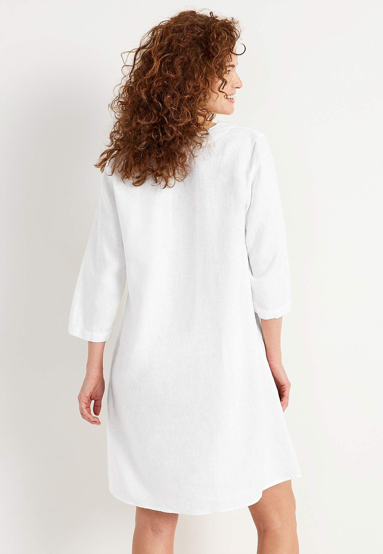 V-kaelusega linane kleit Premium Joanne