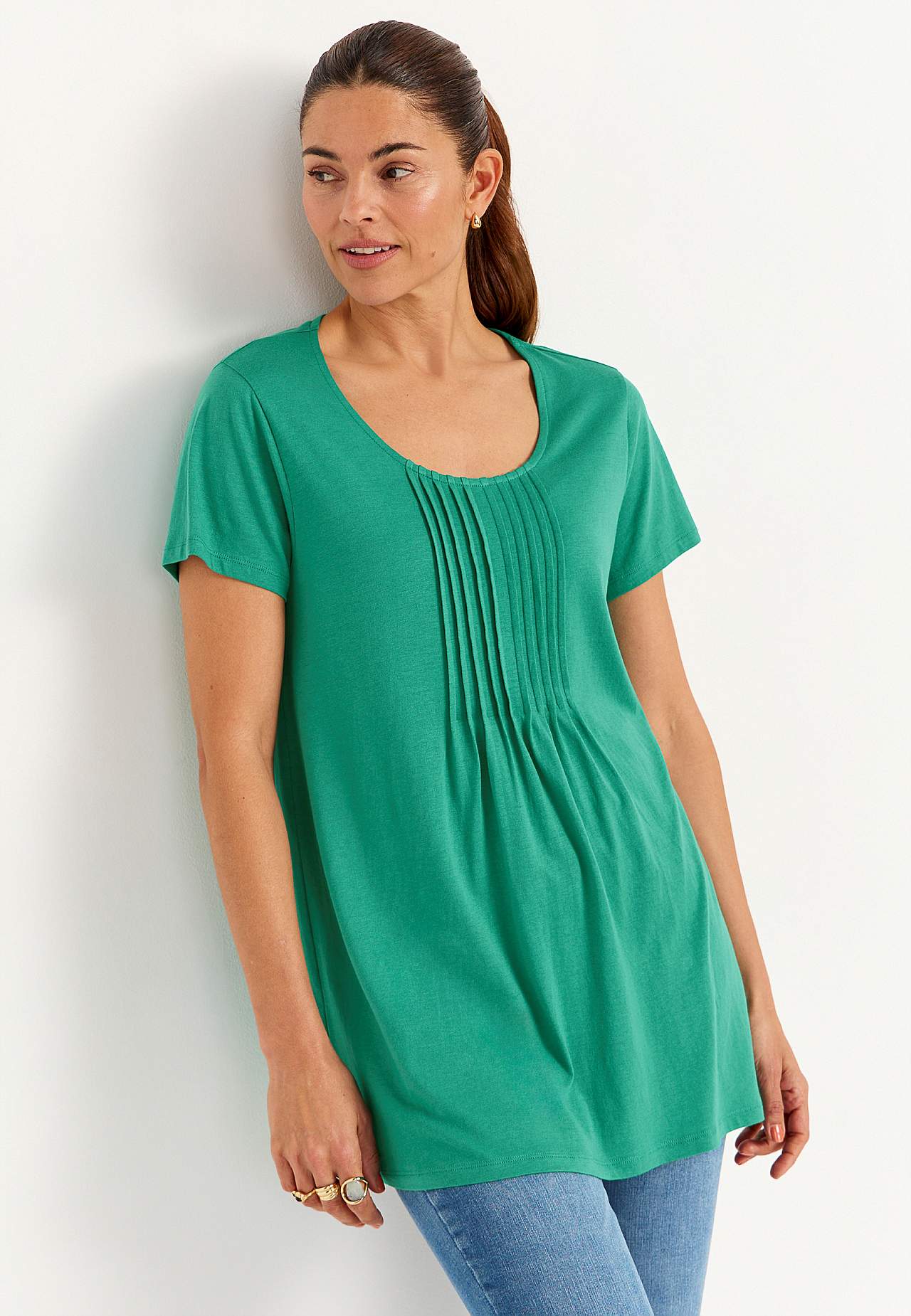 Lühikeste varrukatega trikotaažtuunika