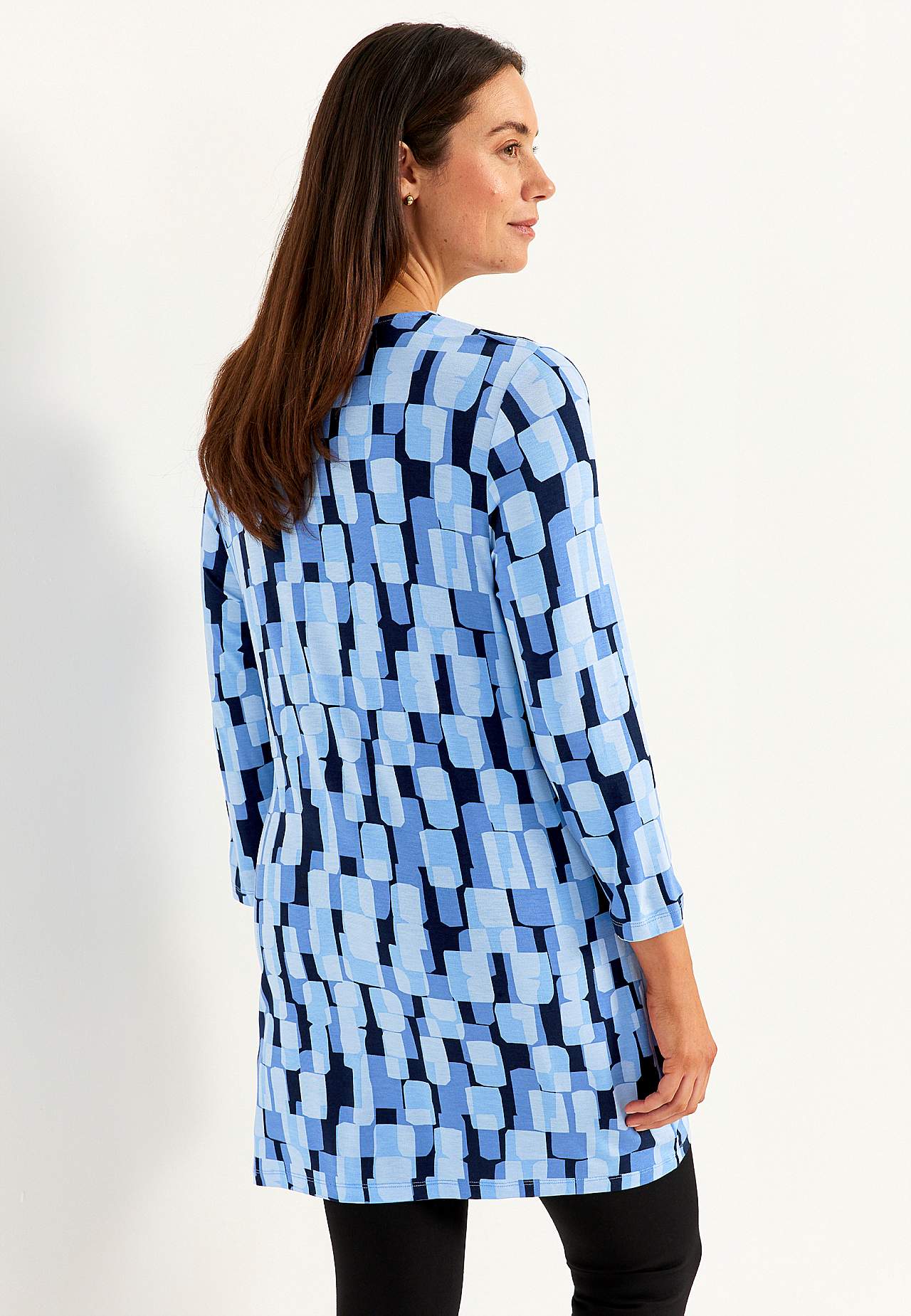 Mustriline taskutega trikotaažist tuunika