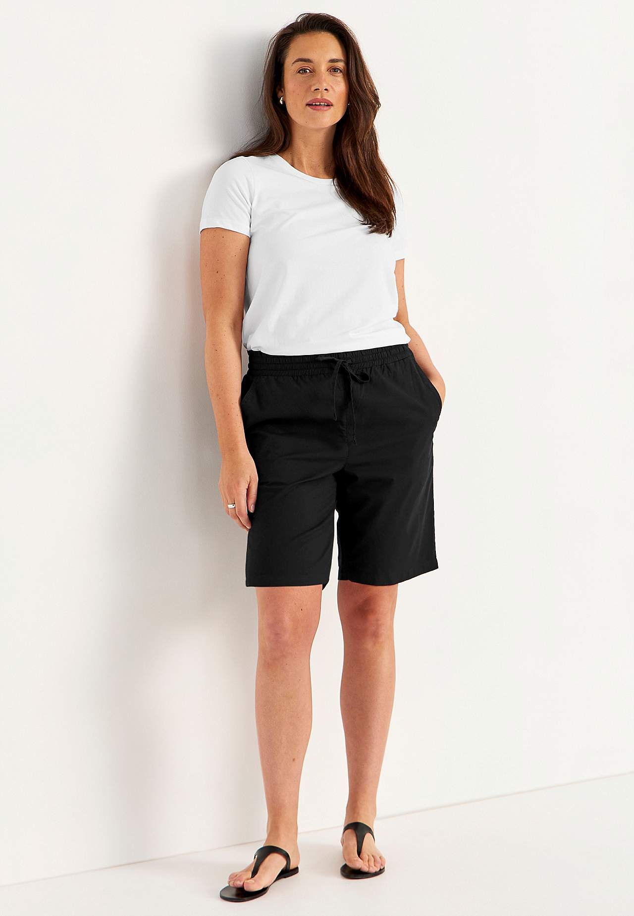 Läbipestud puuvillakangast lühikesed püksid