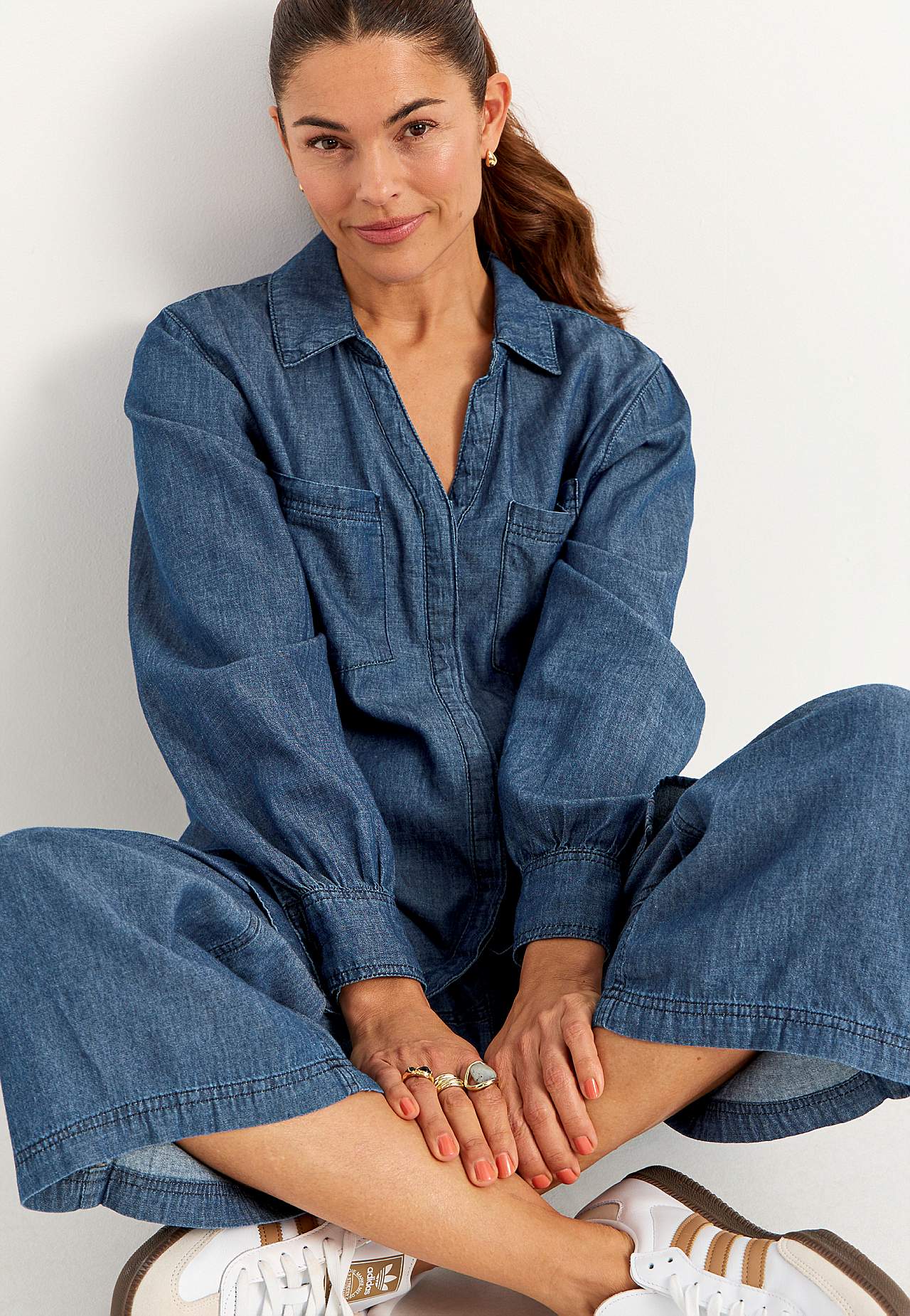 Pehmest, õhulisest denimkangast Culotte-lõikega püksid