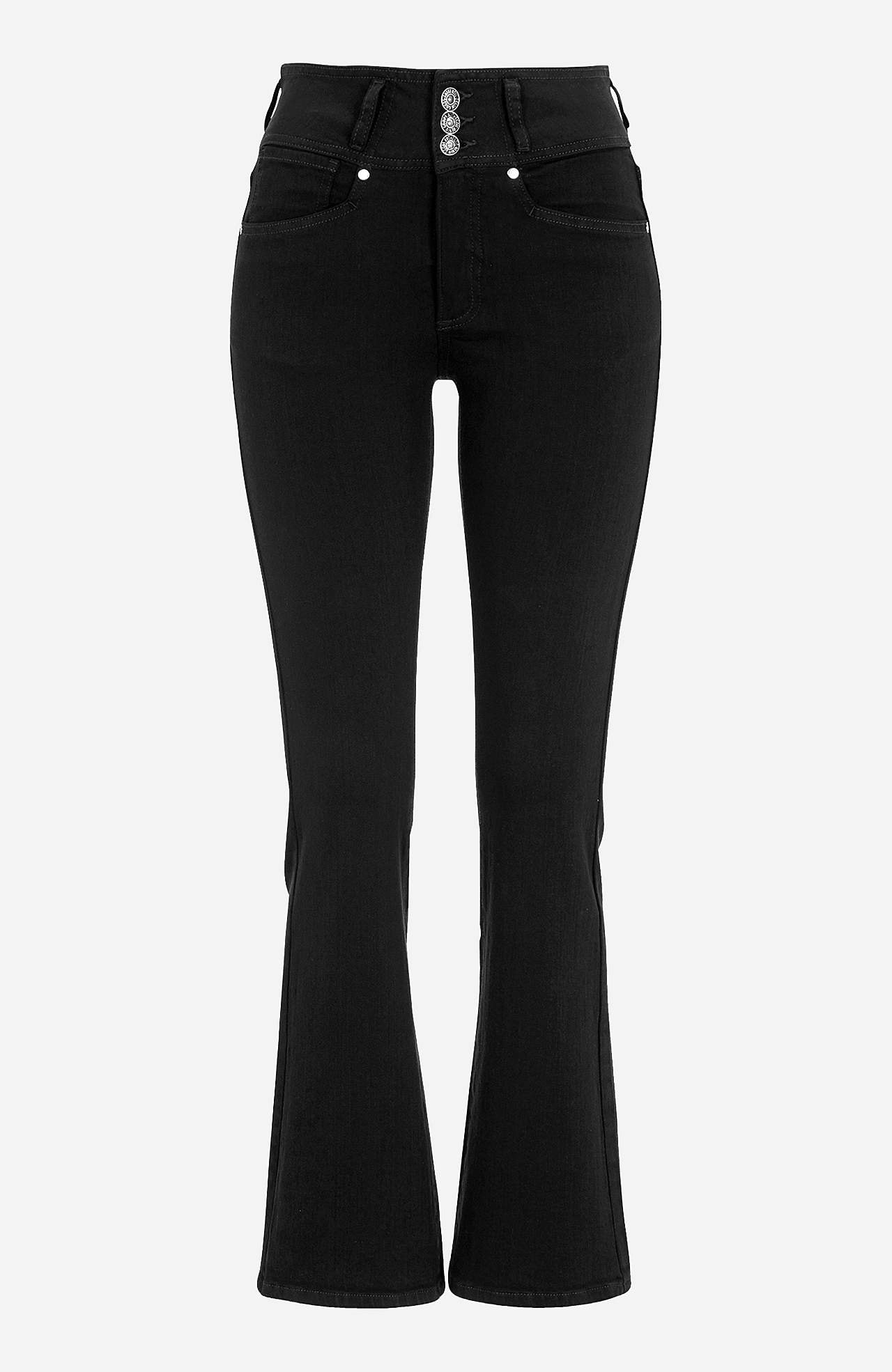 Kõrge pihaosaga bootcut-lõikes teksased