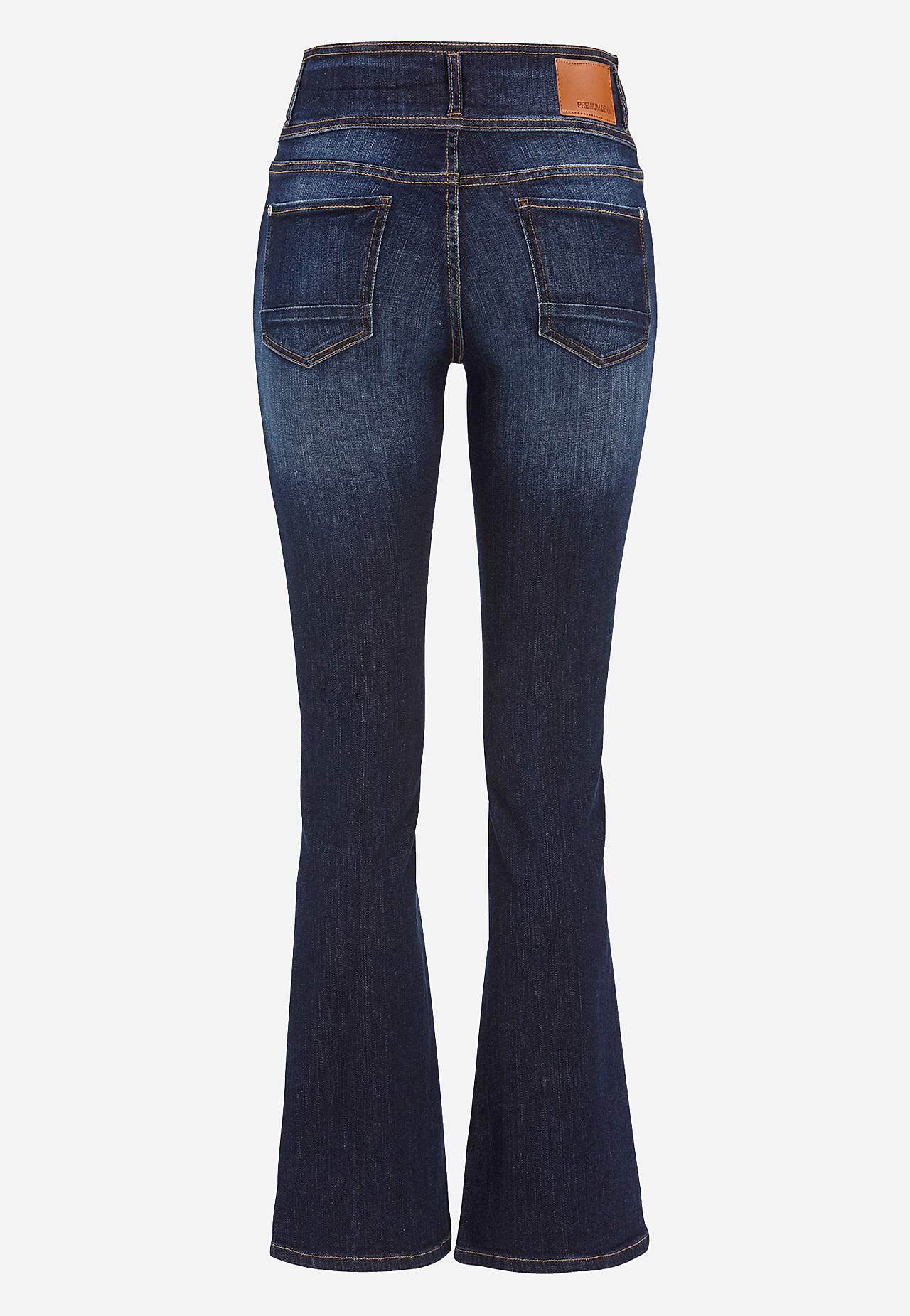Kõrge pihaosaga bootcut-lõikes teksased
