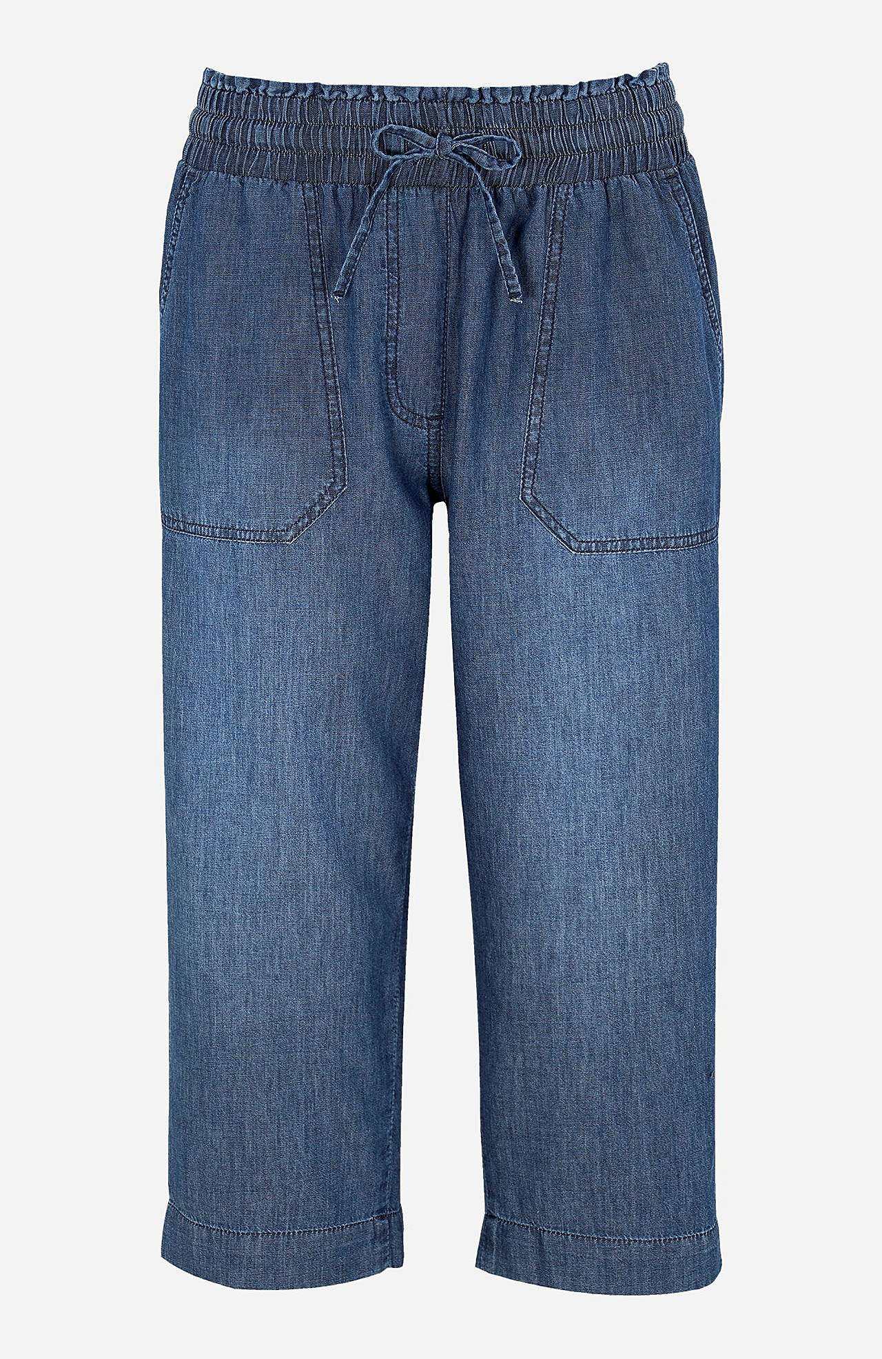 Denimkangast avara lõikega kapripüksid Jade
