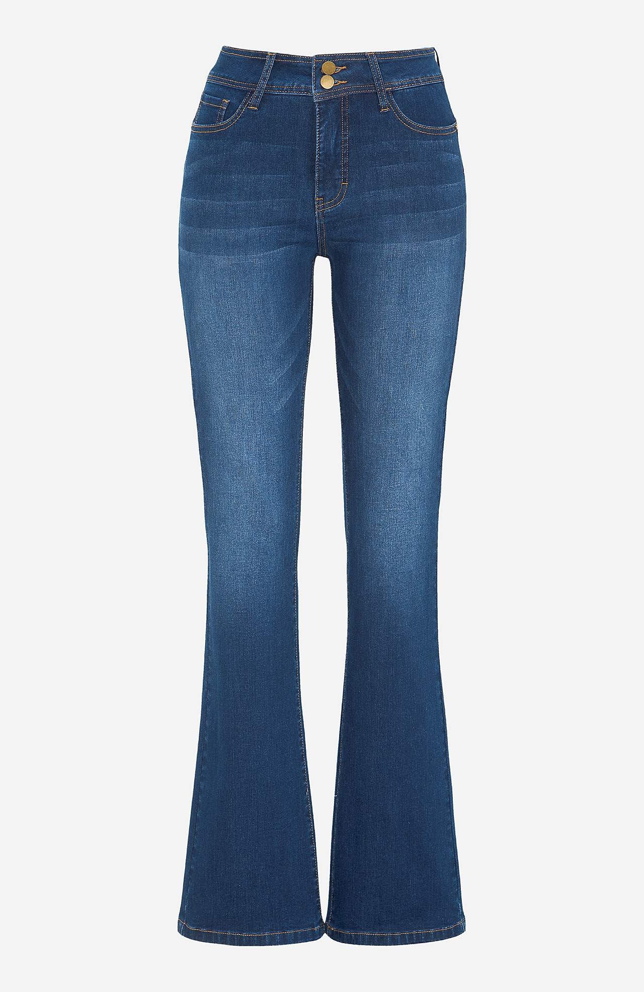 Elastsest kangast bootcut-lõikega vormivad teksased