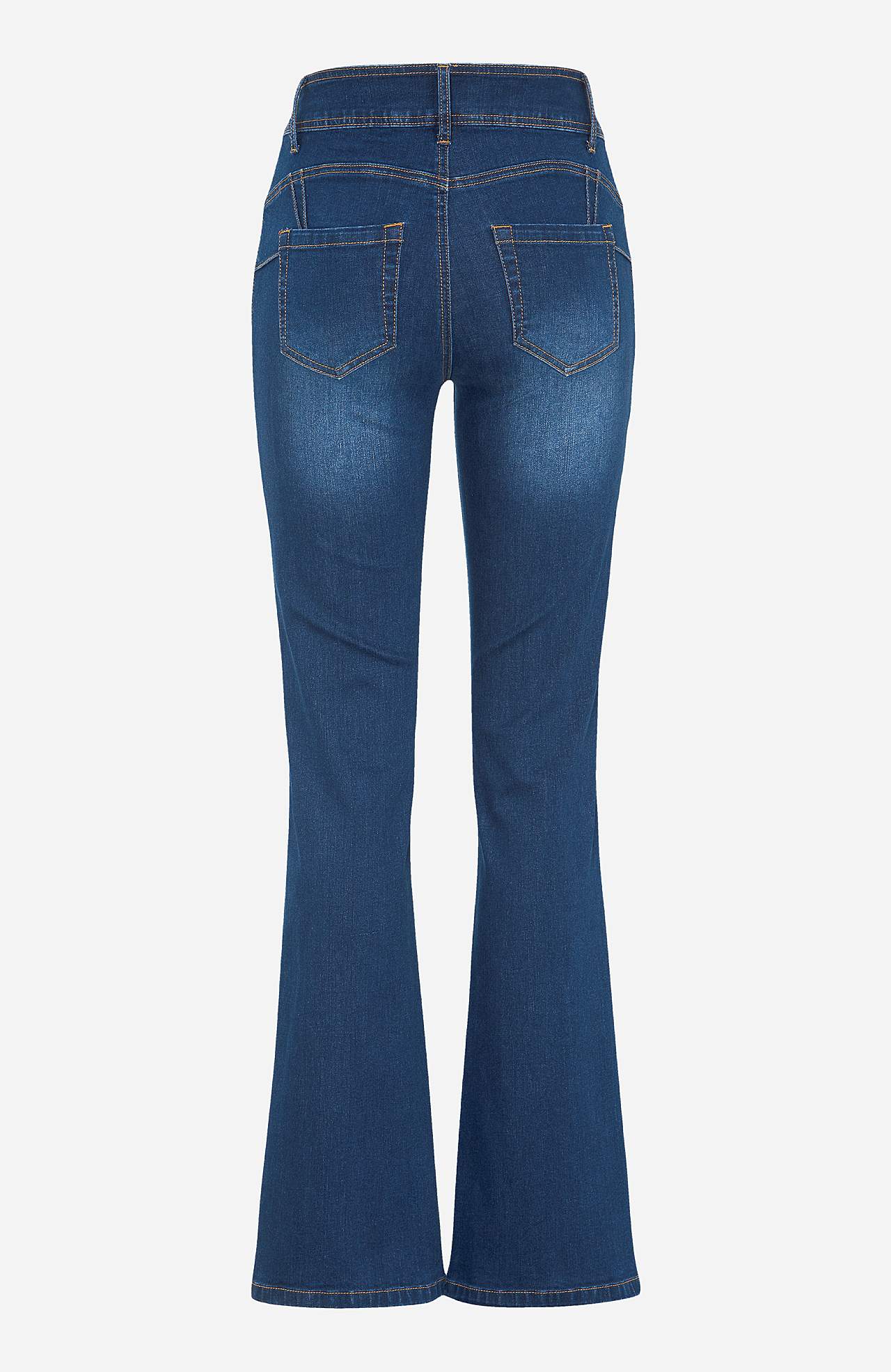 Elastsest kangast bootcut-lõikega vormivad teksased