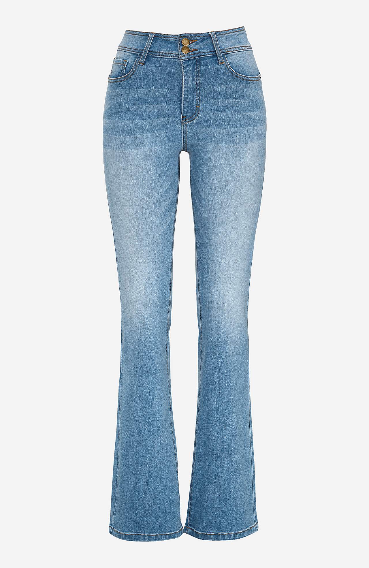 Elastsest kangast bootcut-lõikega vormivad teksased