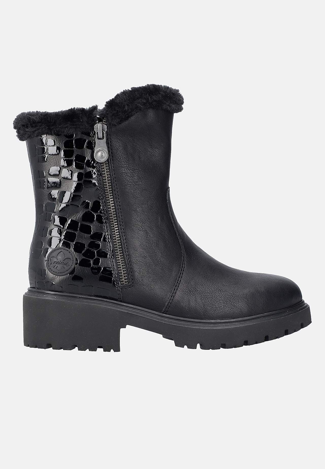 Sooja voodriga saapad lakknahast detailidega